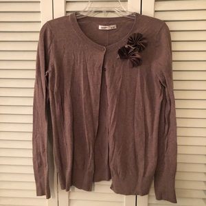 Brown cardigan with flower detail